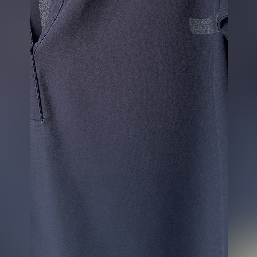 Calvin Klein Navy Sheer Blouse | V-Neck Flutter Sleeve Top | Size S - Picture 6 of 6